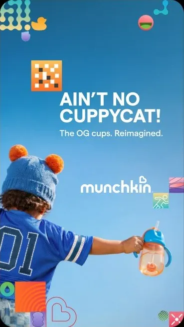 Paid social story: a toddler reaching out with a cup